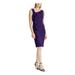 RALPH LAUREN Womens Purple Ruffled Sleeveless Asymmetrical Neckline Below The Knee Sheath Party Dress Size 6P