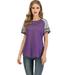 Women's Basic T Shirt Casual Short Sleeve Leopard Color Block Tunic Comfy Stripe Crewneck T Shirt Top Elbow Sleeve T Shirts