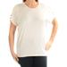 RALPH LAUREN Womens Ivory Cut Out Short Sleeve Scoop Neck Top Size L