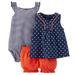 Carters Infant Girls 3 piece Blue Top Bodysuit Diaper Cover Outfit 3m