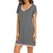 Women Sexy Dress Cotton Solid Color Round Neck Short Sleeve Nightdress Solid Color Clothes,Gray, XXL