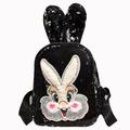 Chinatera Sequin Backpack Rabbit Ear Cute Student Schoolbag Cartoon Knapsack (Black)