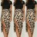 Women Leopard Print Split Midi Skirt High Waist Summer Party Cocktail Wrap Dress