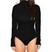 Women Sexy Leotard Body Tops Long Sleeve Turtleneck Stretch Ladies Top Long Sleeve Rompers Jumpsuits