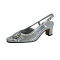 FLORAL Clea Women's Wide Width Dress Slingback Metallic Shoes SILVER 12