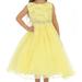 Big Girl Glitters Sequined Bodice Double Layer Tulle Rhinestones Flower Girl Dress Yellow 14 JK3670 BNY Corner