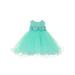Baby Girls Mint 3D Flower Adorned Top Wired Tulle Skirt Flower Girl Dress