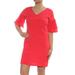 JESSICA HOWARD Womens Red Ruffle Sleeve Short Sleeve V Neck Above The Knee Shift Cocktail Dress Size 4