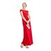 ADRIANNA PAPELL Womens Red Pleated Zippered Short Sleeve Off Shoulder Full-Length Sheath Formal Dress Size 2