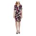 CALVIN KLEIN Womens Black Floral Short Sleeve V Neck Knee Length Sheath Dress Size 6