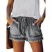 UKAP Women Ripped Denim Jean Shorts Mid Rise Elastic Waist Denim Short Jeans Summer Beach Casual Shorts Hot Pants