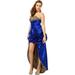 Vintage Pin-Up Style Beaded Satin High-Low Formal Prom Dress Pageant Gown
