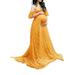 UKAP Maternity Long Dress Ruffles Elegant Maxi Photography Dress Stretchy Empire Waist Pregnant Gowns for Photoshoot Yellow L(US 10-12)