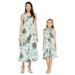 Mother & Daughter Matching Hawaii Luau Maxi Dress Girl Wrap in Wispy Cereus Light Blue