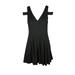 Lauren Ralph Lauren Womens Petite Black Cold-Shoulder V-Nec A-Line Dress 14P