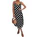 Women Plus Size Sleeveless Dress Ladies Casual Polka Dot Dress Sexy Leopard Print Dresses Asymmetrical Hem Dress Beach Sundress S-5XL