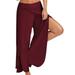 HIMONE Womens Casual High Slit Layered Wide Leg Yoga Pants Lady Workout Running Jogging Sweatpants Sexy Cropped Palazzo Pants