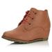 Women's Lace Up Oxford Wedge Booties Bootie Ankle Boots Winter High Heel Boot Shoes Thick Warm Dress Fashion Round Toe for Women Tan,pu,10, Shoelace Style Red