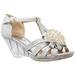 Generation Y Girls Platform Clear Wedge Heels Dress Sandals Silver Glitter Clear