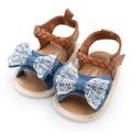 SUPERHOMUSE 1 Pair Fashion Girls Canvas Bow-knot Sandals Kids Beach Shoes Baby Walking Shoes First Walkers