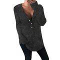 ZANZEA Women's Round Neck Long Sleeve Button Knit T-Shirt Sweater Tops