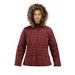 Calvin Klein Women's Down Jacket with Faux Fur Hoodie, Burgundy, Medium