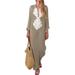 Ladies Long Dress Boho Long Sleeves V Neck Casual Maxi Dress New Women'S Clothing