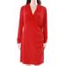 RALPH LAUREN Womens Red Pleated 3/4 Sleeve V Neck Knee Length Sheath Cocktail Dress Petites Size: 6