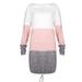 ZIYIXIN Autumn Winter Women Long Sleeve Knit Jumper Dress Tops Loose Casual Sweater Dress