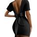 Sexy Women Bow knot Backless Bodycon Party Lace Up Cocktail Clubwear Mini Dress