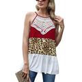 Women Halter Tops Sleeveless Summer Strap Tank Tops Color Block High Neck Casual Cami Tops Tee