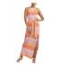 TRINA TURK Womens Pink Slitted Chevron Sleeveless Halter Maxi Sheath Evening Dress Size 6