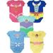 Disney Princess Baby Girls' 5 Pack Bodysuits Belle Cinderella Snow White Aurora, 12 Months