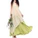 Women Vintage Casual Loose Maxi Dress Floral Embroidery O Neck Two Layers Long Dress Vestidos Plus Size Green