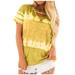 Women Summer O-Neck Sexy Gradient Print Regular Women Short Seleves Top