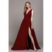 Amelia Couture Womens Wine Sleeveless V-Neck Maxi Dress