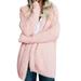 Women Hooded Coat Faux Fur Zipper Coat Women Oversize Fleece Soft Jacket Thick Long Sleeve Plush Jackets Pink M