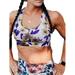 SySea Floral Print Crop Tops Women Slim Fit Sport Bra With Phone Pocket