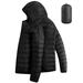 Packable Down Jacket Women Hooded Ultra Light Weight Short Down Coat with Carrying Case