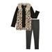 Wonder Nation Girls Faux Fur Trim Cardigan With Pockets, Long Sleeve Top and Leggings Outfit Set, 3-Piece, Sizes 4-18 & Plus