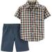 Carters Baby Boys Check Plaid Button Down Shorts Set 9 Months Blue multi