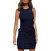 Sexy Dance Women Summer Casual T Shirt Dresses Beach Cover Up Plain Pleated Tank Bodycon Dress with Butterfly Straps Navy Blue L(US 12-14)