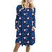 UKAP Women's Plus Size Loose Christmas Long Sleeve Midi Dress Lady's Xmas Cute Snowman Printed Dress Casual Shift Holiday Pleated Pockets Dresses