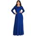 KOH KOH Long Sleeve Modest Fall Winter Elegant Evening Flowy Empire Waist Full Floor Length Cocktail Formal Tall Pleated Maxi Dress Gown Abaya For Women Cobalt Royal Blue X-Large US 14-16 NT009