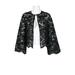 Nina Leonard Tie Crew Neck Open Front Long Sleeve Floral Lace Jacket-BLACK