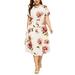 Avamo Ladies Maxi Dresses Round Neck Floral Printed Dress Women Fashion Plus Size Bohemian Loose Sundress