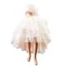Little Girl Ivory High Low Lace Champagne Flower Special Occasion Dress