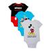 Mickey Mouse Baby Boys Short Sleeve Bodysuits, 3-Pack