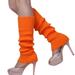 Grofry Women Leg Warmers,Solid Candy Knit Winter Leg Warmers Loose Style Boot Socks Gift Black