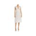 JOIE Womens White Embroidered Floral Short Sleeve V Neck Below The Knee Sheath Dress Size 6